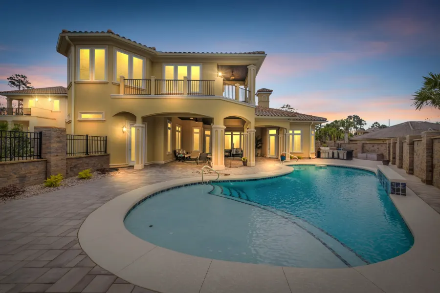 Twilight pool patio · twilight